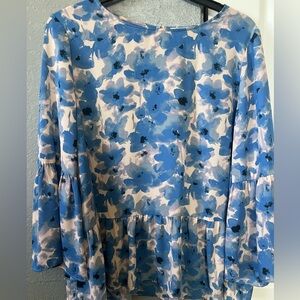 J. Crew Blue Patterned Top